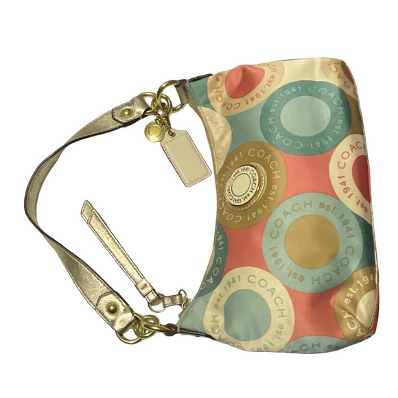 Coach Rare Snaphead Multicolor Satin Signature Print Leather Trim CrossBody Bag - Picture 12 of 15